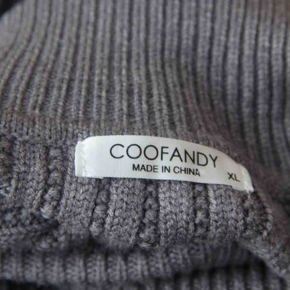 Coofandy Thick Ribbed Turtleneck Sweater Gray Men's Slim Fit XL - Picture 2 of 2